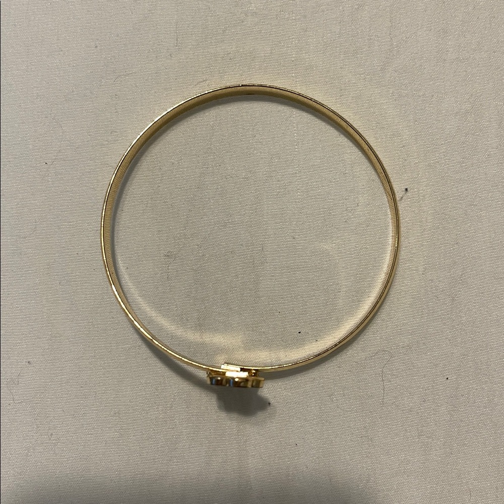 Gold Plated Bracelet with Black Flower Accents - Picture 2 of 4